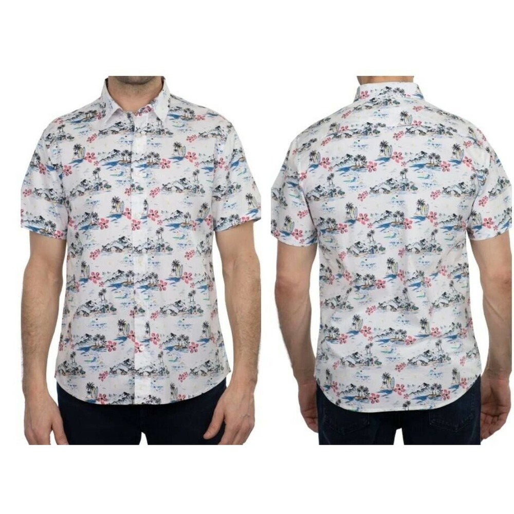 Slate and Stone - Tropical Print Short Sleeve Shirt - Large